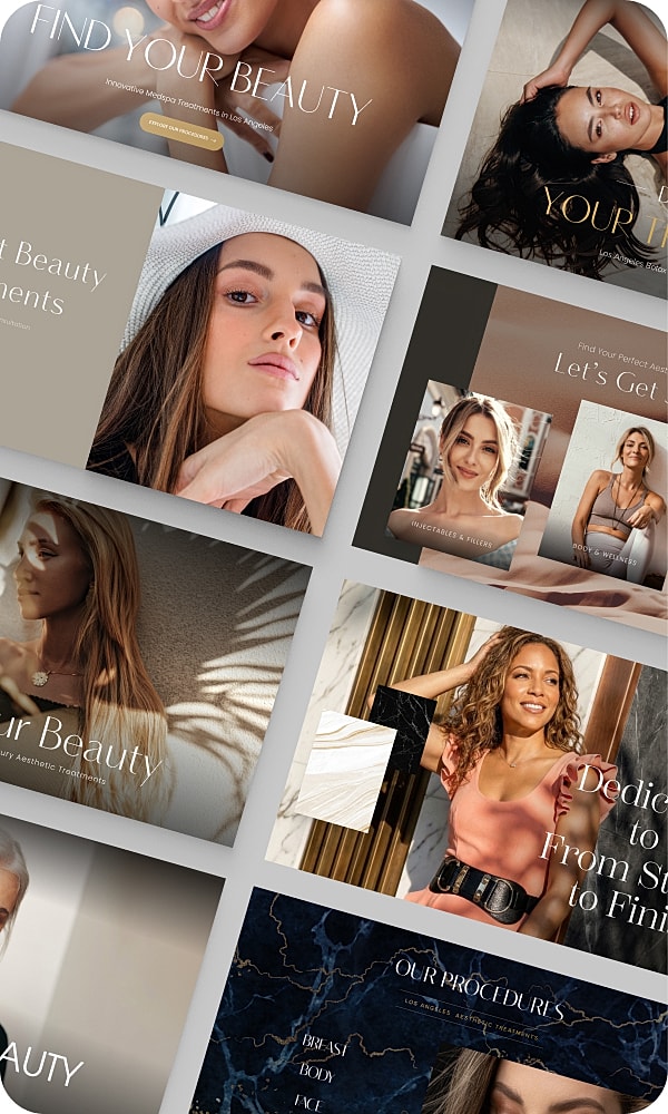 Aesthetic beauty treatment promotions and visuals.