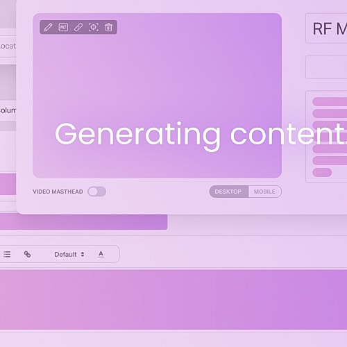 User interface for content generation tool.