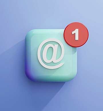 Notification icon with email symbol and alert badge.