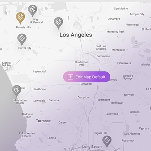 Map of Los Angeles with location markers.